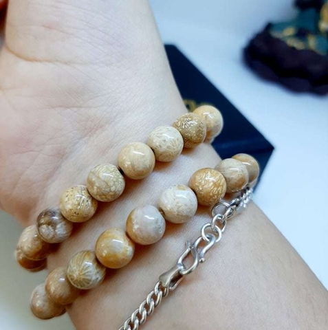 Vòng San Hô Hoá Thạch Tự Nhiên 8mm