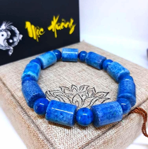Vòng San Hô Xanh Tự Nhiên Đốt Trúc 10mm