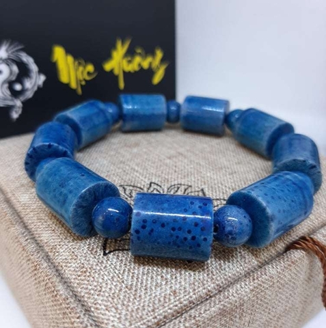 Vòng San Hô Xanh Tự Nhiên Đốt Trúc 12mm