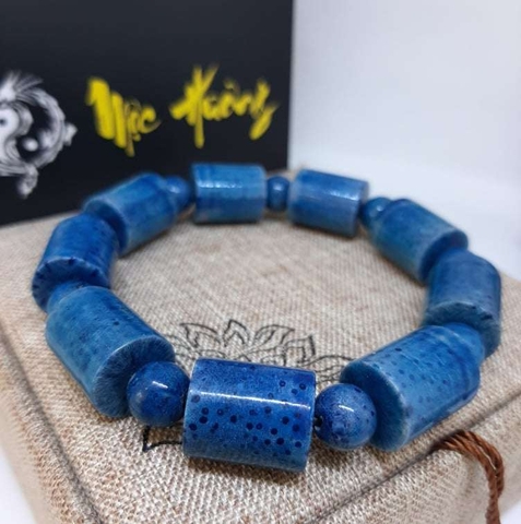 Vòng San Hô Xanh Tự Nhiên Đốt Trúc 12mm