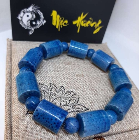 Vòng San Hô Xanh Tự Nhiên Đốt Trúc 12mm