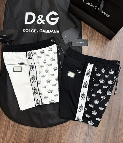 Quần short đùi gió Dolce Gabbana king DG họa tiết nhiều vương miện tag vuông túi sau Like Auth 1-1 on web