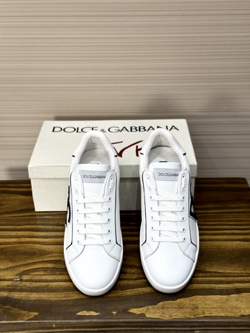 Giày sneaker Dolce Gabbana Trắng kẻ viền Đen logo DG new 2024 Like Auth on web fullbox bill thẻ phụ kiện