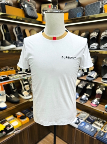 Áo phông T shirt Burberry check tay cổ logo thêu ngực Like Auth on web