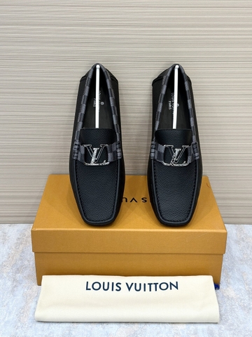 Giày Moca Louis Vuitton Đen check viền Xám caro Like Auth 1-1 on web fullbox