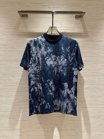 Áo phông T shirt Louis Vuitton Xanh loang họa tiết hoa lá monogram Like Auth on web