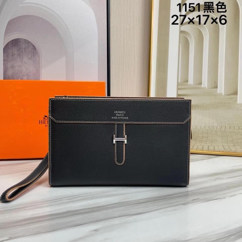 Túi ví Clutch Hermes kẻ chỉ Trắng logo tag chữ H bạc new 2024 27x18x6cm Like Auth on web fullbox bill thẻ