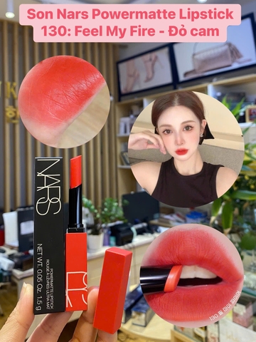 Son Thỏi Lì Cao Cấp Nars Power Matte Lipstick Rouge À Lèvres Ultra Mat - 130 Feel My Fire (Đỏ cam)