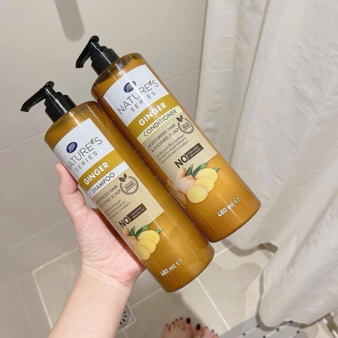 Set Dầu Gội, Xả Gừng hữu cơ giúp mọc tóc Boots Nature's Series Ginger Shampoo and Conditioner Thái Lan 480ml*2 Set Dầu Gội, Xả Gừng hữu cơ giúp mọc tóc Boots Nature's Series Ginger Shampoo and Conditioner Thái Lan 480ml*2