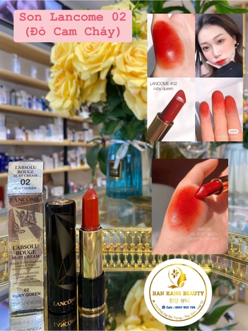 Son Lancome Lì Có Dưỡng L'Absolu Rouge Ruby Cream - 02 Ruby Queen (Đỏ Cam Cháy) Son Lancome Lì Có Dưỡng L'Absolu Rouge Ruby Cream - 02 Ruby Queen (Đỏ Cam Cháy)