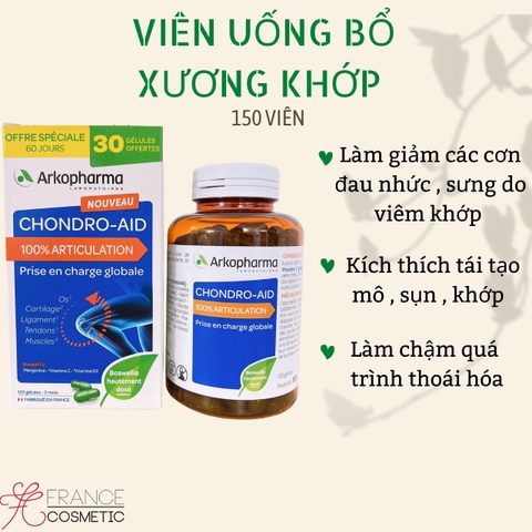 Viên uống bổ xương khớp Arkopharma Chondro-Aid 100% Articulation 120 viên Viên uống bổ xương khớp Arkopharma Chondro-Aid 100% Articulation 120 viên
