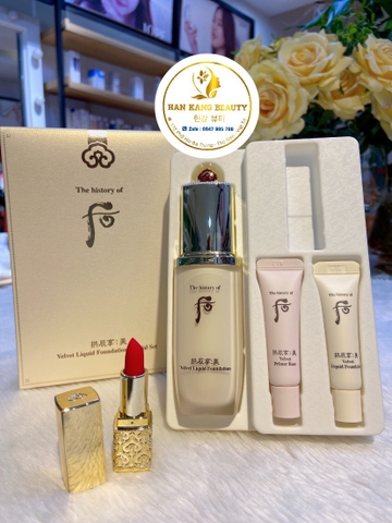 Kem nền Whoo Siêu Mịn, Che Phủ Tốt, Lâu Trôi Velvet liquid Foundation Special Set (4 sp) Kem nền Whoo Siêu Mịn, Che Phủ Tốt, Lâu Trôi Velvet liquid Foundation Special Set (4 sp)