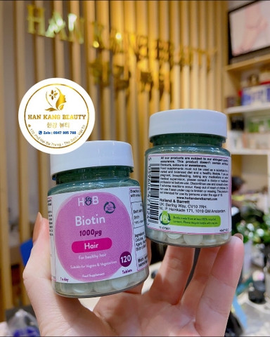 Viên BIOTIN Mọc, Khoẻ Tóc H & B Biotin 1000µg Viên BIOTIN Mọc, Khoẻ Tóc H & B Biotin 1000µg