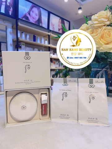 Set Phấn nước dưỡng trắng The History of  Radiant White Moisture Cushion Foundation Special Set (tặng kèm Son + 2 Lõi Phấn)