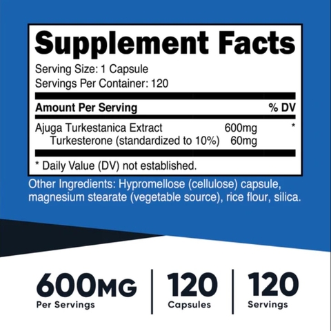 Nutricost Turkesterone 600mg (120 Viên)