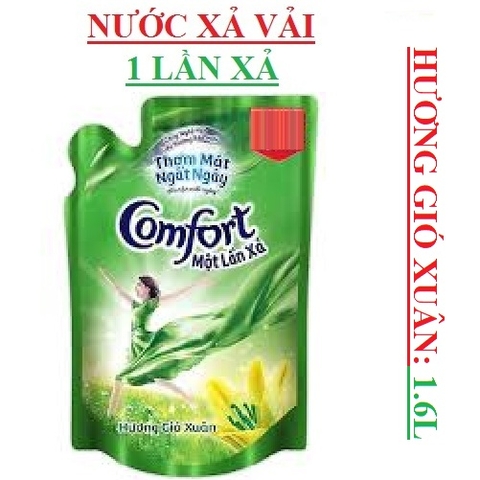 Nước xả vải đậm đặc 1 lần xả comfort 1.6L/túi hương ban mai, hương gió xuân