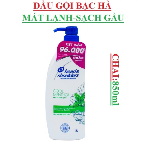 Dầu gội Head&shoulders 850ml; bạc hà,mượt óng,ngăn rụng tóc,sảng khoái,táo,da đầu ngứa