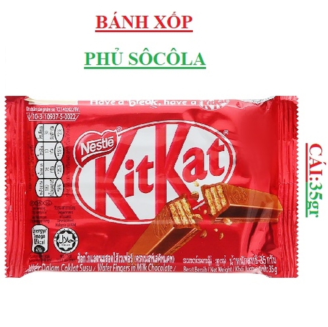 Bánh xốp phủ socola sữa Nestle' Kitkat 4F gói 35gr