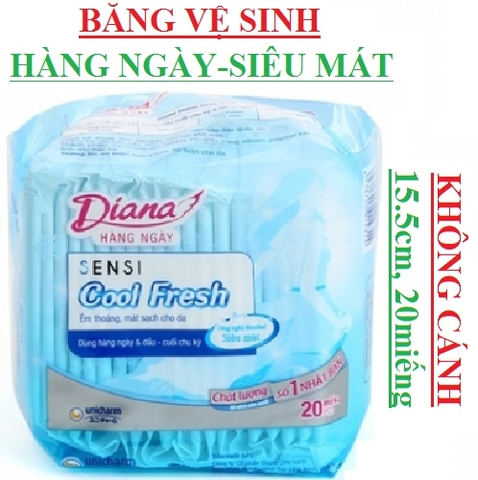 Băng vệ sinh hàng ngày siêu mát  diana sensi  cool fresh không cánh 20 miếng