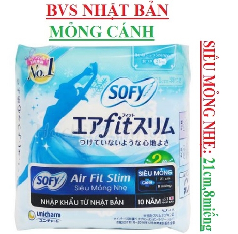 Băng vệ sinh siêu mỏng nhẹ có cánh sofy có cánh 21cm,8miếng