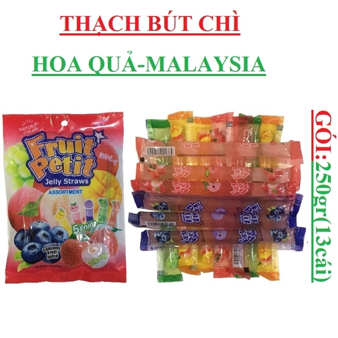 Thạch bút chì Fruit petit trái cây hỗn hợp túi 250gr (13gói)