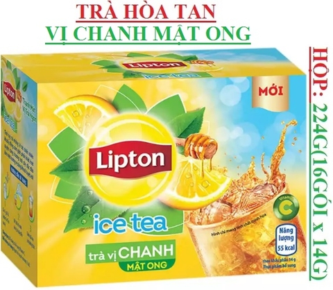 Trà hòa tan Lipton icetea 14gr x 16gói, trà chanh, trà đào, mật ong chanh, xoài