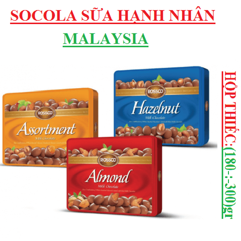Socola rossco phủ hạt almond, hazelnut,  Assortment