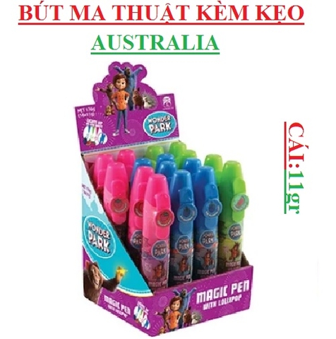 Kẹo bút ma thuật  wonder park Úc - magic pen with lollipop wonderpark australia