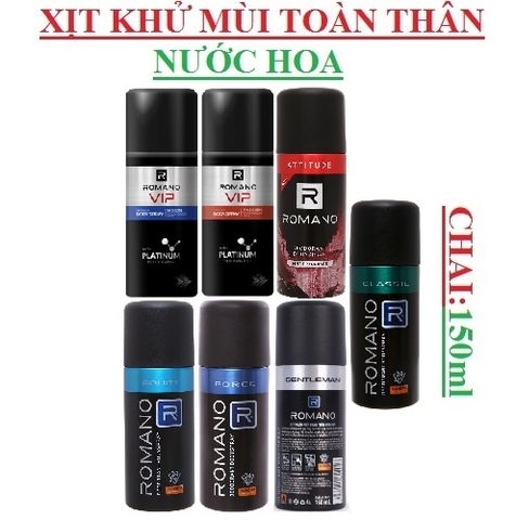 Xịt khử mùi toàn thân hương nước hoa romano