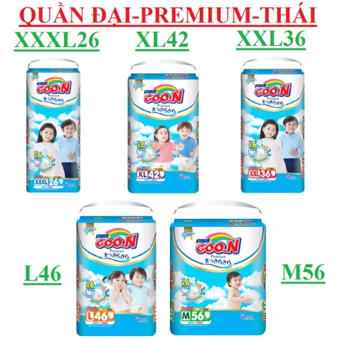 Bỉm quần Goon Premium Thái Lan bịch đại, M56,L46,XL42,XXL36,XXXL26