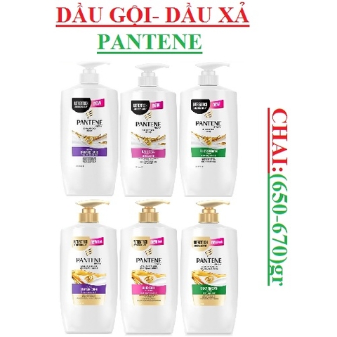 Dầu gội pantene, dầu xả pantene; ngăn rụng tóc, óng mượt, phục hồi hư tổn chai 650ml