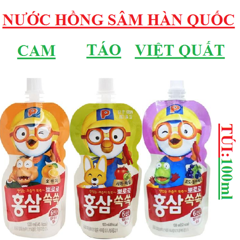 Nước hồng sâm trẻ em paldo Hàn Quốc 100ml vị Việt quất, táo, cam