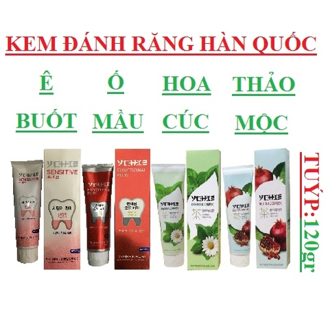 Kem đánh răng ychie hàn quốc chống ê buốt, chống ố mầu, hoa cúc, thảo mộc tuýp 120gr