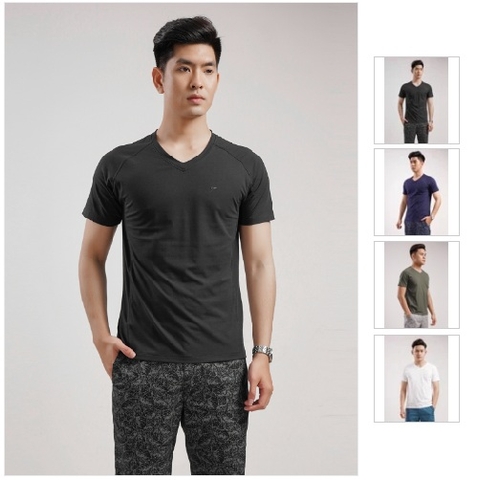 Áo Nam cổ tim ngắn tay T-shirt Kwin KTS008S8