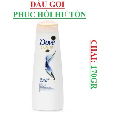 Dầu gội dove, Dầu xả dove chai 170gr; Phục hồi hư tổn