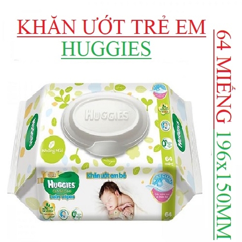 Khăn ướt trẻ em không mùi Huggies 64 miếng