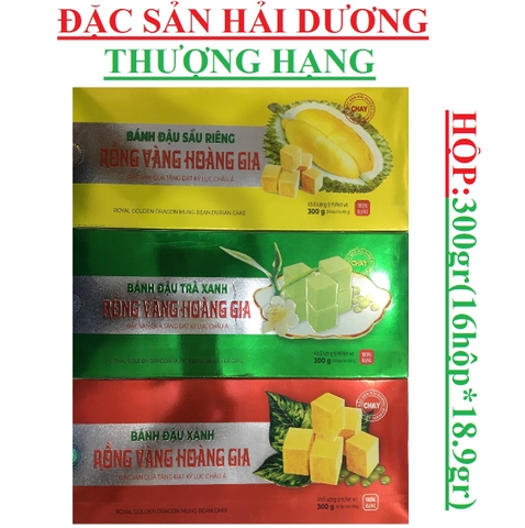 Bánh đậu xanh thượng hạng, trà xanh, sầu riêng Rồng vàng hoàng gia hộp 300gr