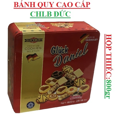 Bánh quy kem cao cấp Gluck Daniel hộp thiếc 800gr