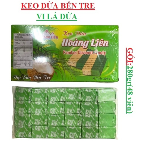 Kẹo dừa Hoàng Liên đặc sản bến tre gói 280gr (48 cái)
