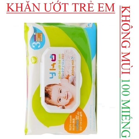 Khăn ướt trẻ em  Yko 100 miếng 200x150mm không mùi, trà xanh