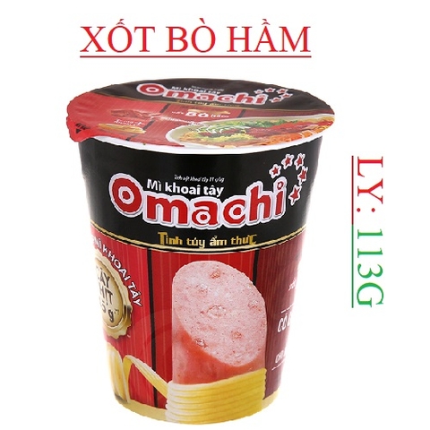 Mì ly Omachi 113g xốt bò hầm, sườn hầm, tôm chua cay