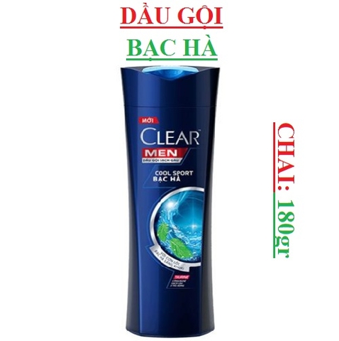 Dầu gội clear men mát lạnh bạc hà; sạch sâu chai 180gr