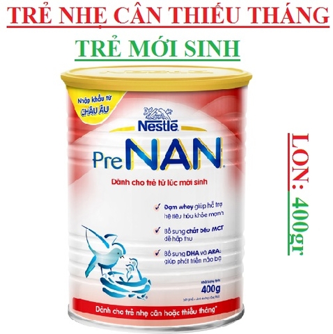 Sữa dành cho trẻ mới sinh nhẹ cân, sinh non thiếu tháng PreNan lon 400gr