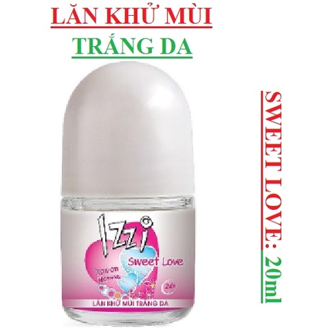 Lăn khử mùi trắng da Izzi chai 20ml, sweet love, true love, dazzing love