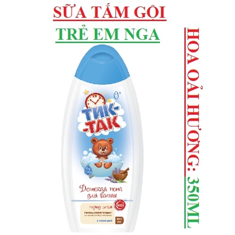 Dầu tắm gội trẻ sơ sinh Nga Tik Tak oải hương 0+ chai 350ml