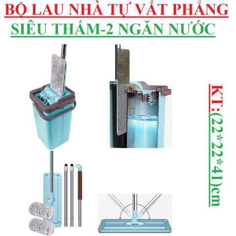 Bộ lau nhà tự vắt phẳng có xô chứa 2 ngăn  tự vắt Vinamop VNM-19 (MCP-01)