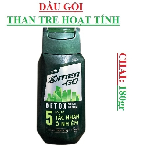 Dầu gội Xmen Go chai 180gr,Refresh 3 loại bạc hà, detox than hoạt tính