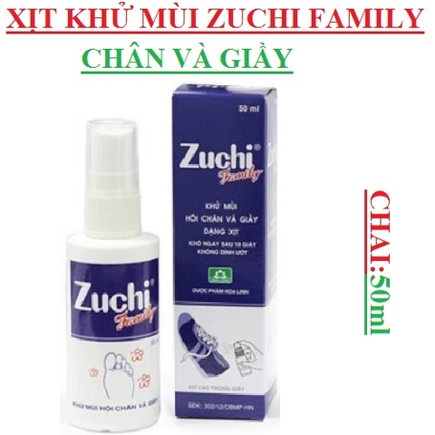 Xịt khử mùi hôi chân và giầy Zuchi family chai xịt 50ml