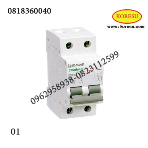 Aptomat Cài 2 Cực 50A 63A Vanlock MCB-PS45N