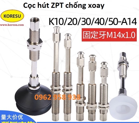 Cọc hút chống xoay SMC, thân hút INox bắt núm hút ZP, cọc hút ZPT chống xoay.